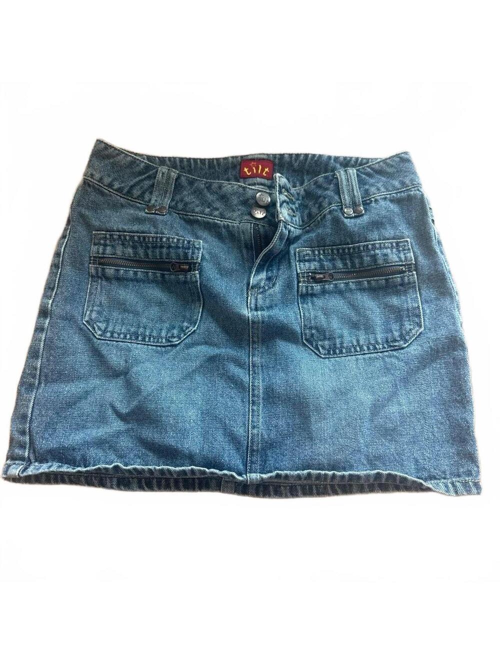 Tilt Denim Mini Skirt with Front Zipper Pockets size 1